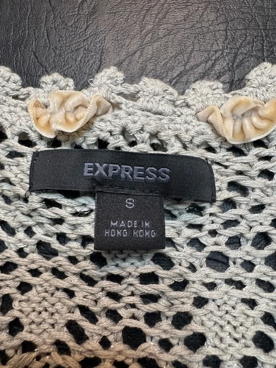 Y2K Express Crochet Lace Cardigan Ruffle Trim Festival Fairycore Boho Shrug S - Picture 5 of 10